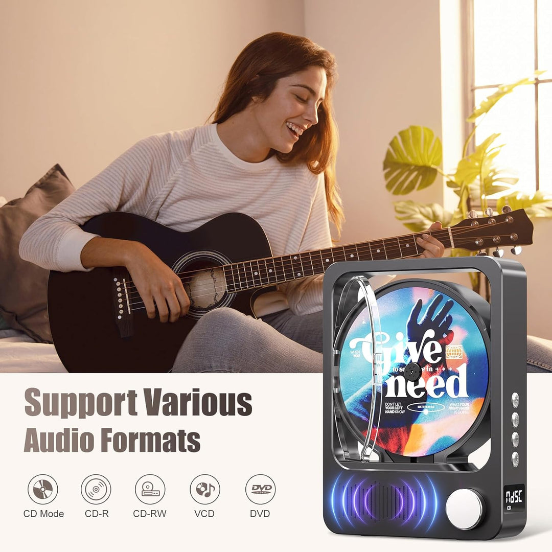 MECHEN CD Player Bluetooth, Tragbarer Discman HiFi CD Player für Zuhause, Fernbedienung, eingebaute