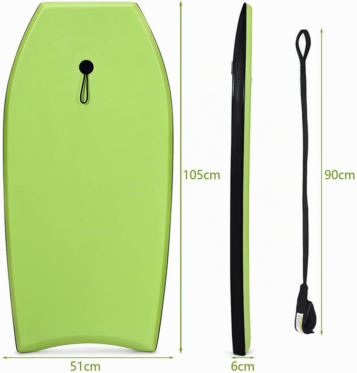 GYMAX Surfbrett 105 x 51 cm, Schwimmbrett mit Zugseil, max. Belastung: 85 kg, Bodyboard Surfboard mi