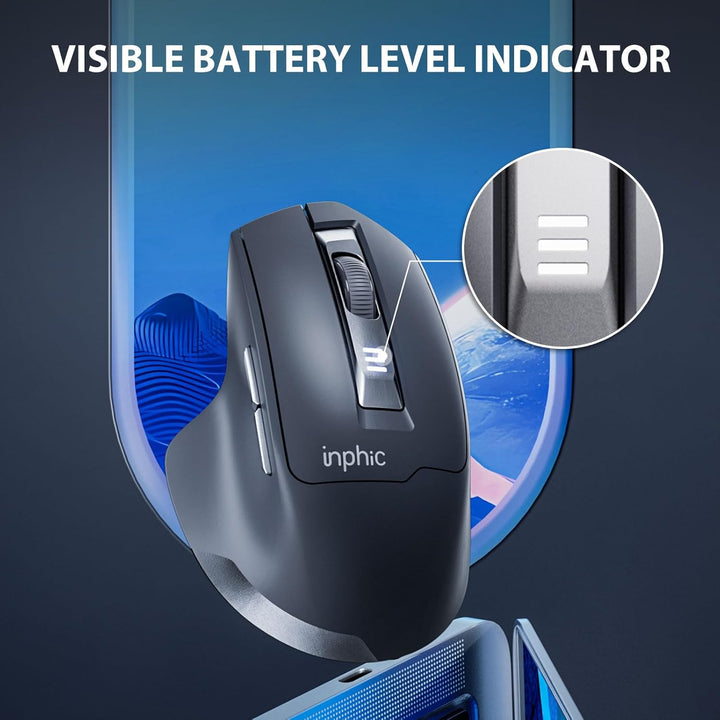 INPHIC M9 Kabellose Maus Wiederaufladbar, Ergonomische 2.4G Schnurlose Maus mit USB Nano Empfänger f