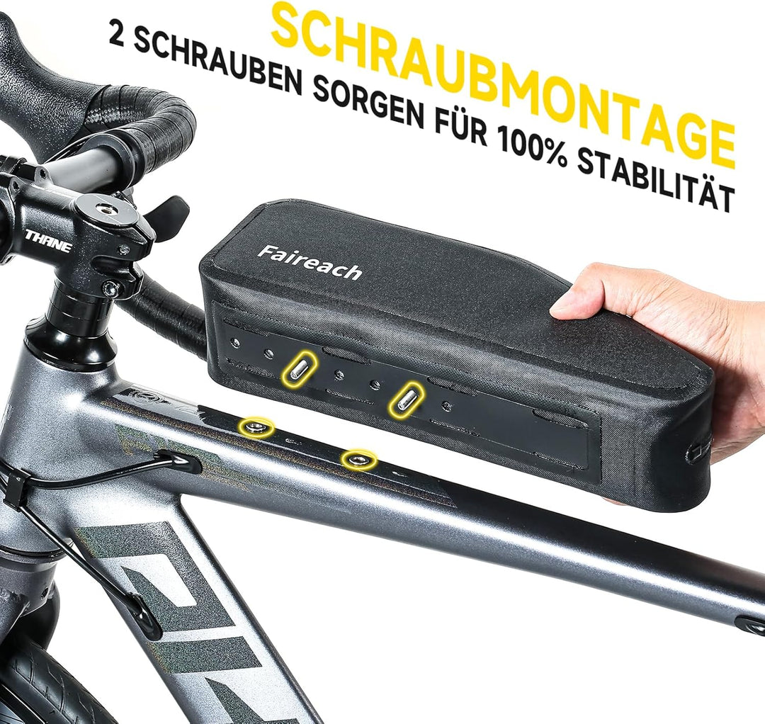 100% wasserdichte Fahrrad Rahmentasche, 1,8L Oberrohrtasche mit Dualem Befestigungssystem, Leichte &amp;