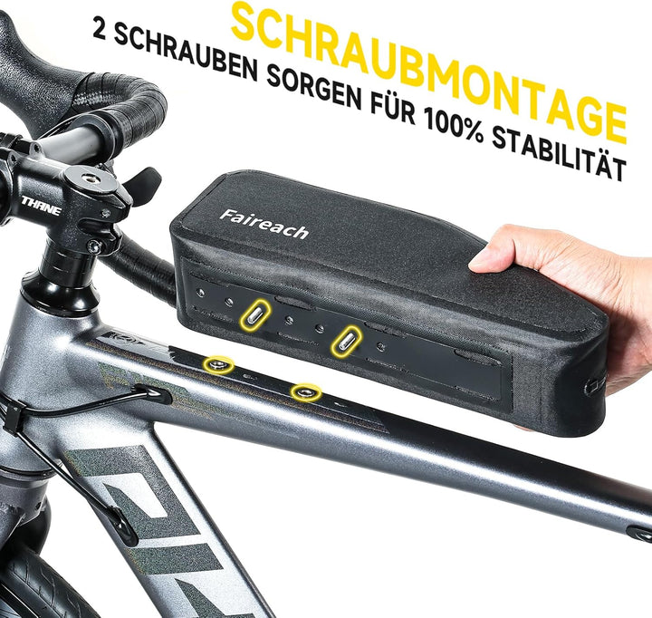 100% wasserdichte Fahrrad Rahmentasche, 1,8L Oberrohrtasche mit Dualem Befestigungssystem, Leichte &amp;