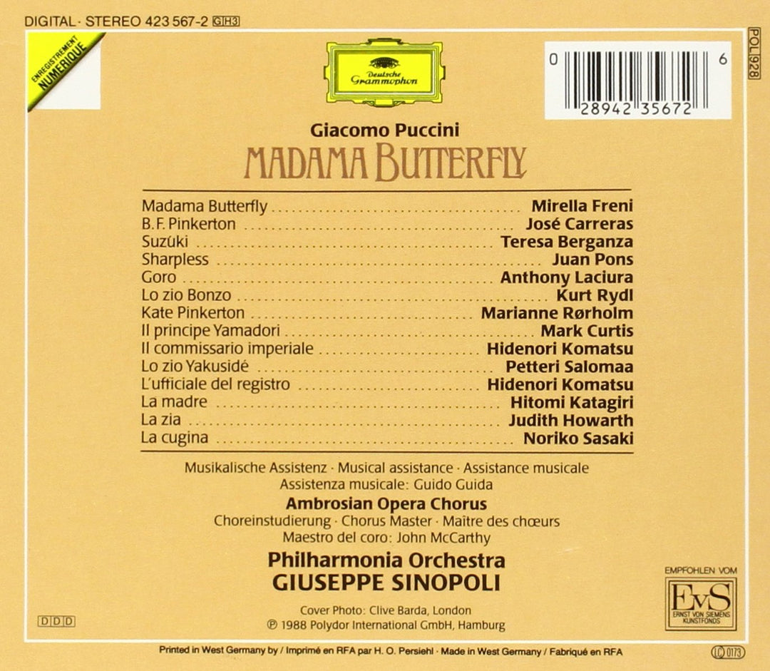 Puccini: Madama Butterfly (Gesamtaufnahme(ital.)), Audio-CD