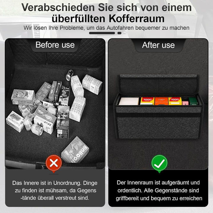 2 Stück Auto Organizer Toolbag, 50 x 15 x 24 cm Kofferraumtasche Toolbag, Kofferraum Organizer aus F