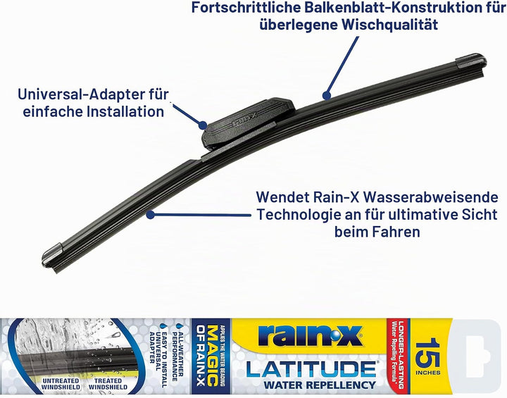 Rain-X 5079273-2 2-in-1 Latitude Wasserabweisendes Wischerblatt 15 Zoll, 1 Packung 15\ Kombination,