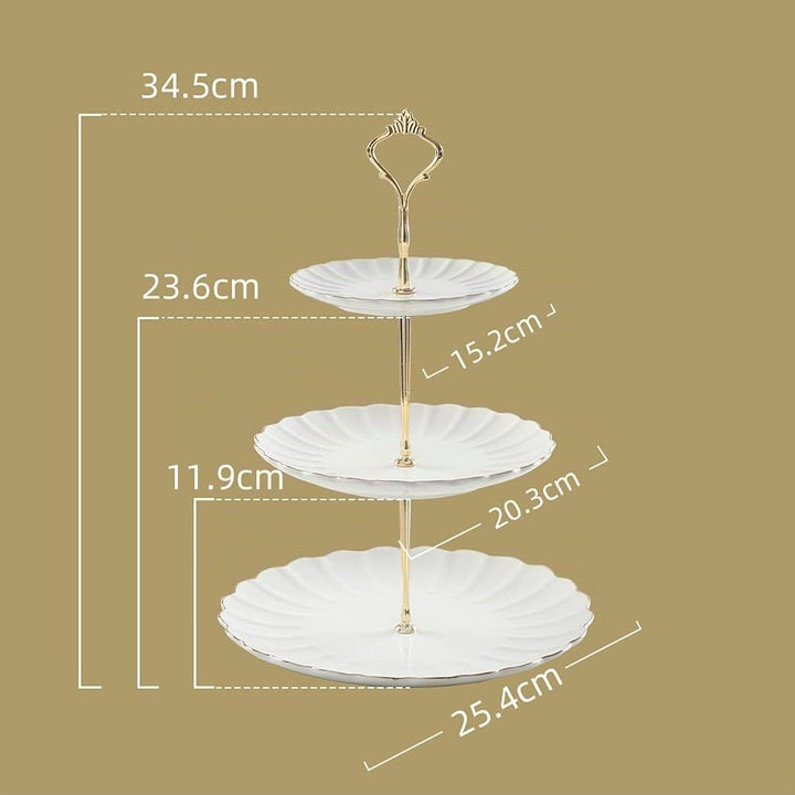 Sweejar Home 3-stöckiger Keramik-Kuchenständer, Etagere für Hochzeit, Dessert, Cupcake-Ständer für T