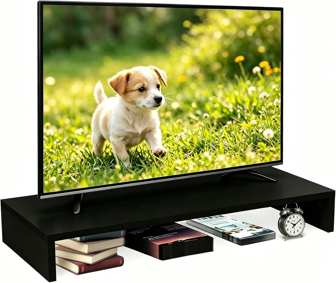 TV-Aufsatz mit Erhöhung,PC Regal Aufsatz Bildschirmerhöhung Hochglanz, Ideal für TV-Erhöhung und Sch