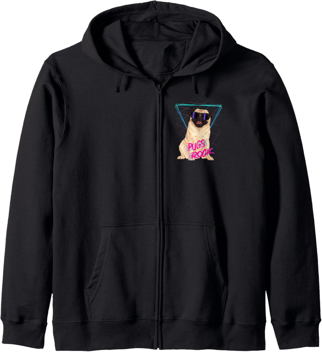 Pugs Rock - Retro 80er Laser-Mops mit Sonnenbrille Kapuzenjacke