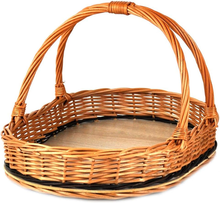 MyBer® Tablett Serviertablett Korb aus Weide für Obst Brot Gebäck Weidentablett Weidenkorb Tragekorb