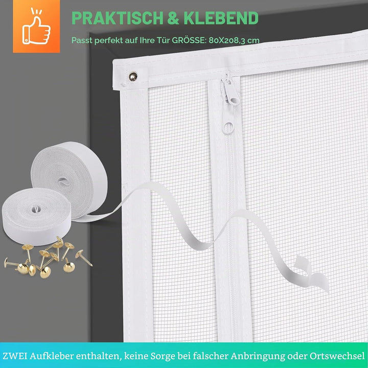 MYPIN Verbesserte Katzengittertür 80x208cm, haustiersichere Gittertür mit beidseitigem Reissverschlu