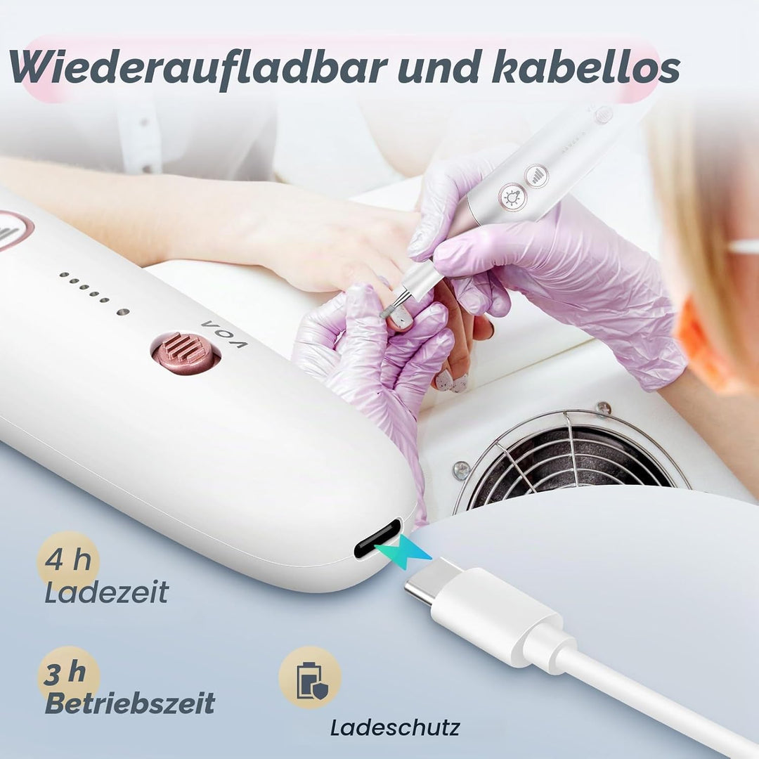 Maniküre Pediküre Set mit 9 Aufsätze,Tragbare Elektrische Nagelfeile 2000 mAh Wiederaufladbare Elekt