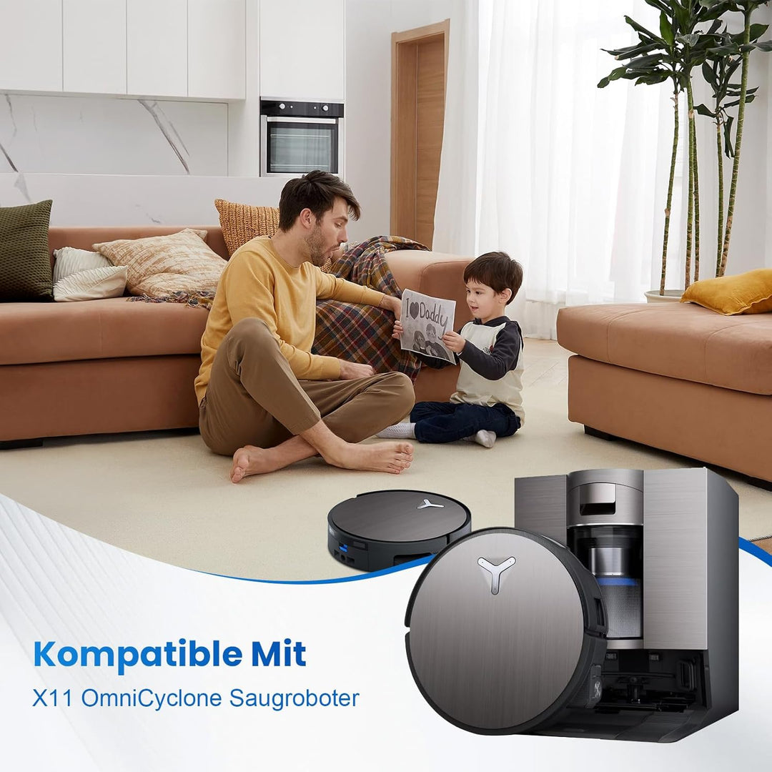 17 Stück Zubehör für Ecovacs Deebot X11 OmniCyclone, X11 Omni Saugroboter, 1 Hauptbürste, 2 Wischwal