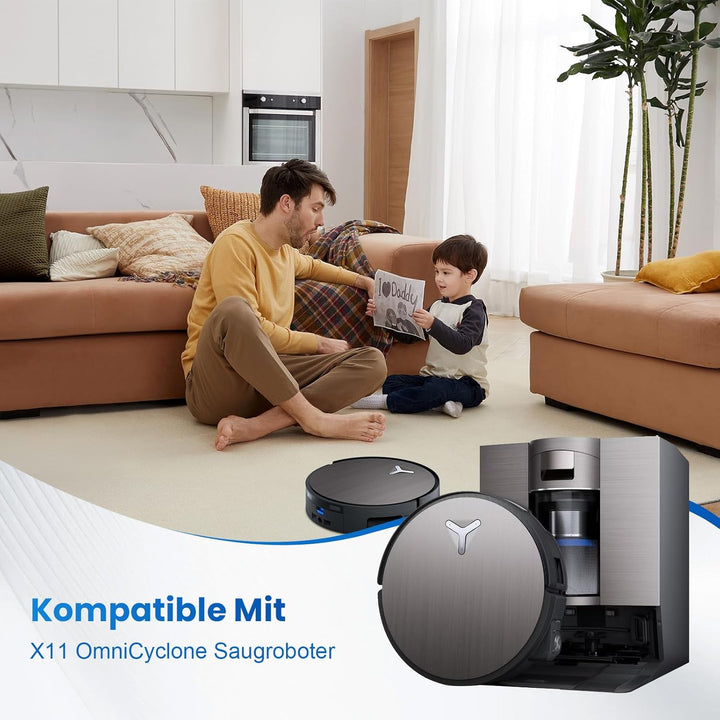 17 Stück Zubehör für Ecovacs Deebot X11 OmniCyclone, X11 Omni Saugroboter, 1 Hauptbürste, 2 Wischwal