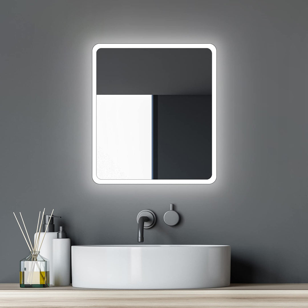 Talos Badspiegel mit Beleuchtung Moon - Badezimmerspiegel 40 x 45 cm - mit umlaufenden Raumlicht - L