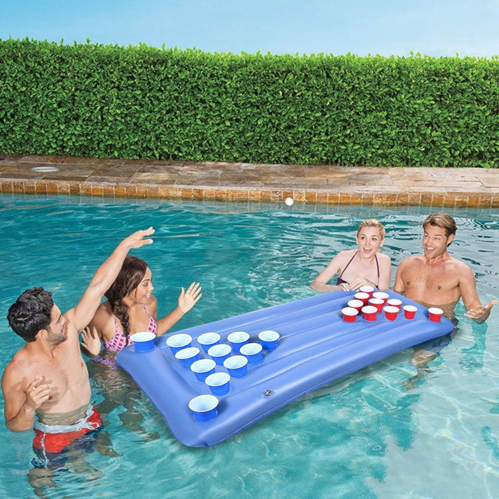 Faburo Beer Pong Luftmatratze 155x76x13cm Aufblasbares Beer Pong Matratze Trinkspiel Luftmatratze So