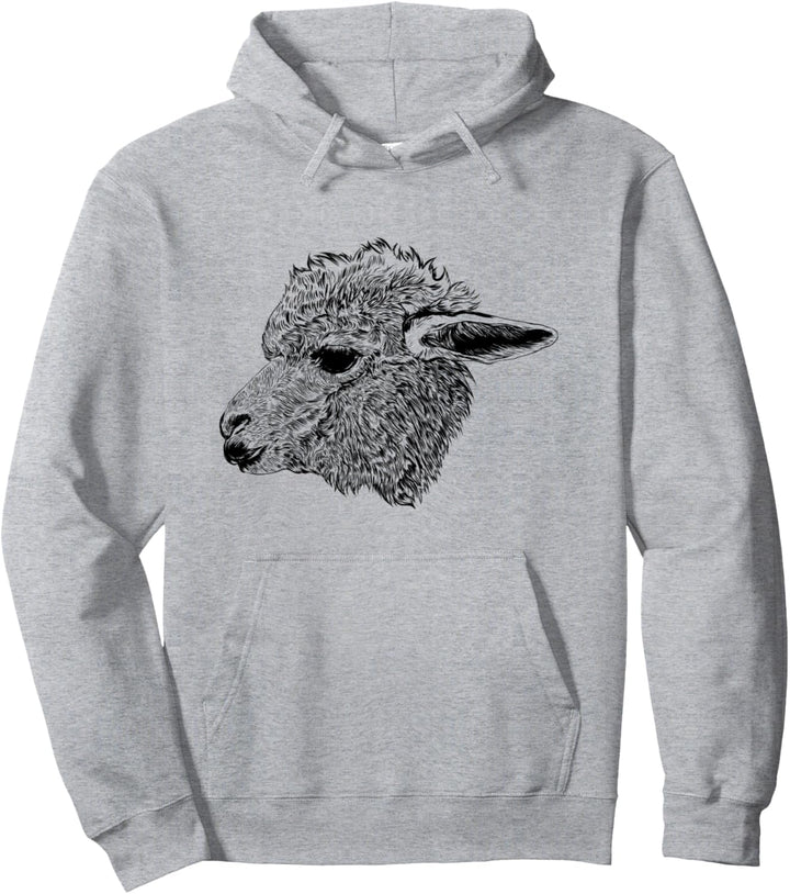 Zeichnung eines Alpakakopfes - Alpaka Pullover Hoodie