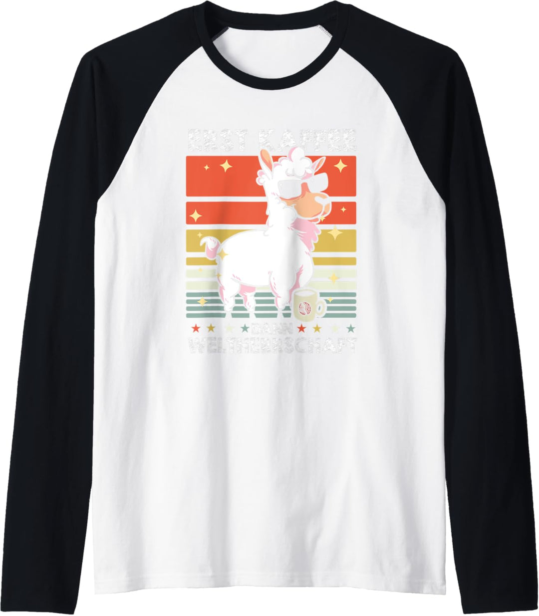 Retro Lama Kaffee Sonnenbrille Alpaka - Vintage Llama Raglan
