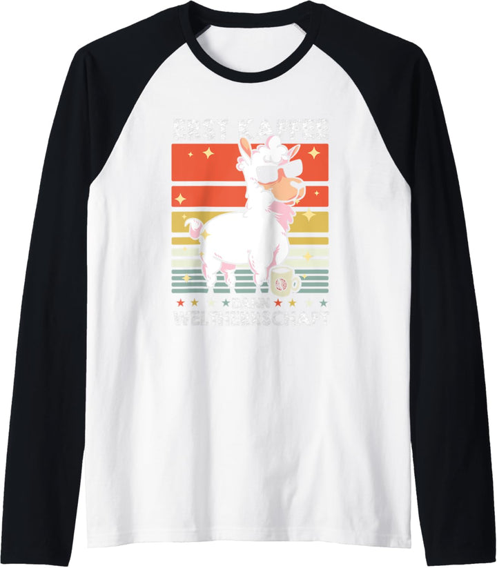 Retro Lama Kaffee Sonnenbrille Alpaka - Vintage Llama Raglan