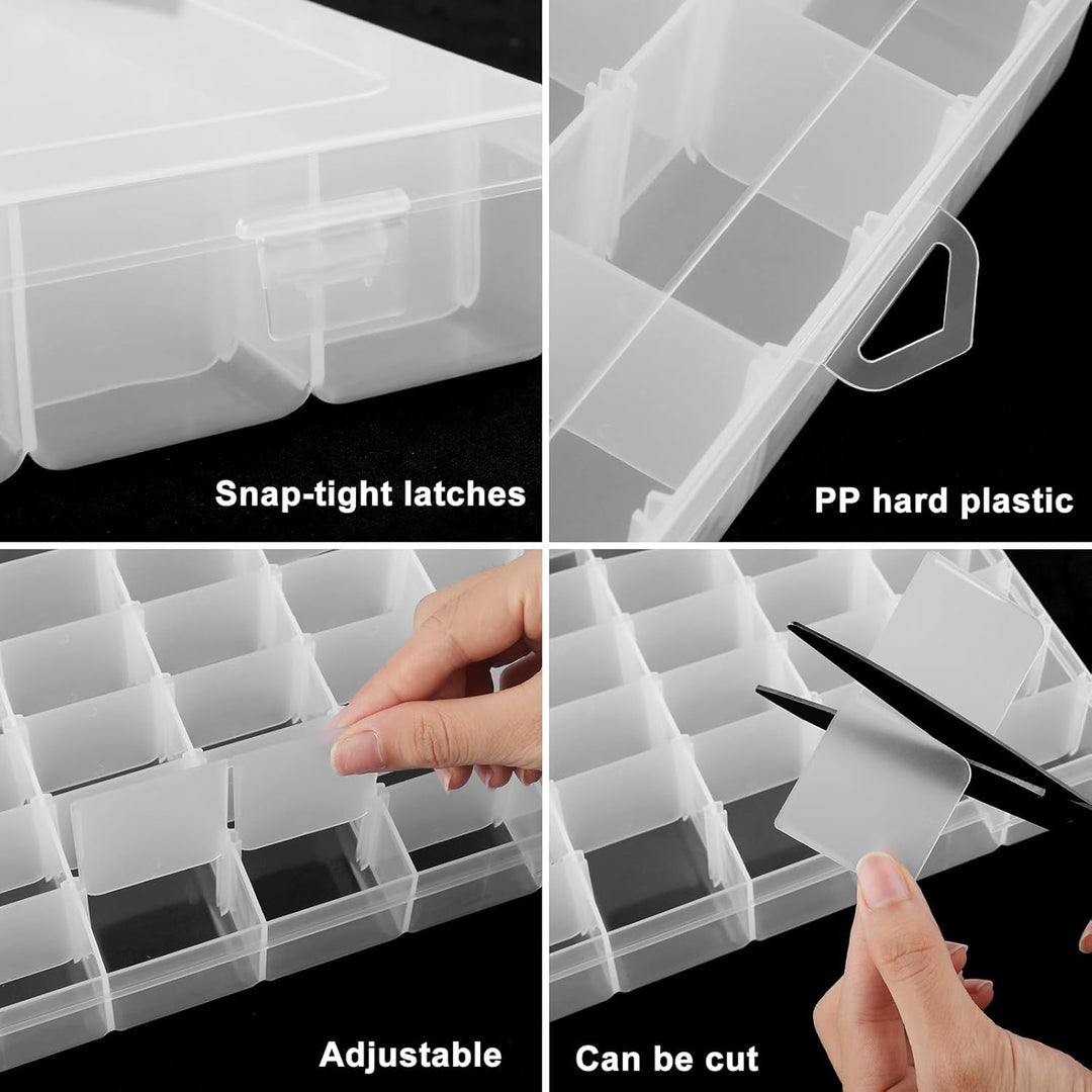4 Stück 36 Gitter Sortierboxen für Kleinteile, 27x17.5x 4.5cm Transparente Aufbewahrungsbox für Schm