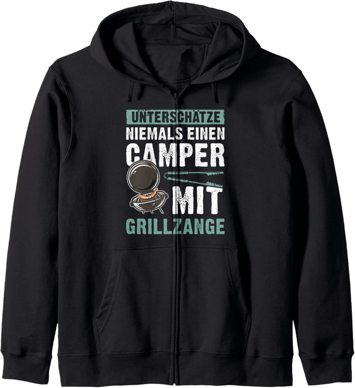 Spruch mit Lustig, Camper mit Grillzange Kapuzenjacke
