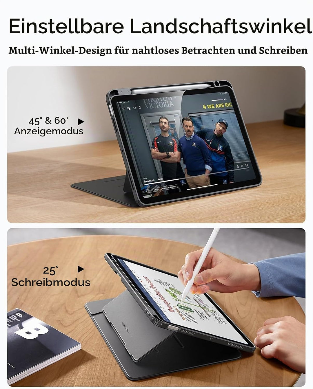 ESR Hülle für iPad Air 11 Zoll (2025/2024), iPad Air 7./5./4. Generation (2022/2020), Vertikale Stan