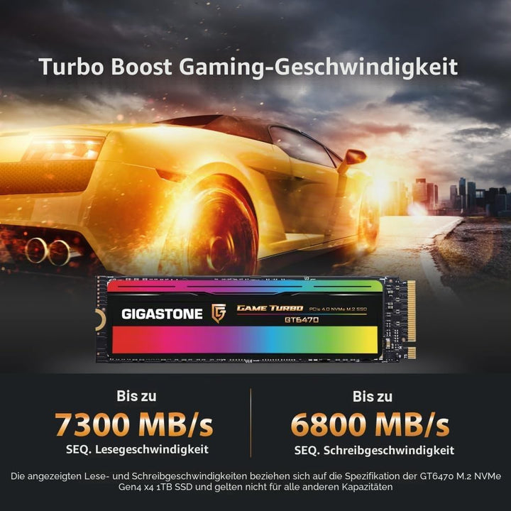Gigastone M.2 SSD 1TB PCIe 4.0x4 NVMe M.2 2280 Game Turbo Gen4 PCIe Internal Solid State Drives 7,00