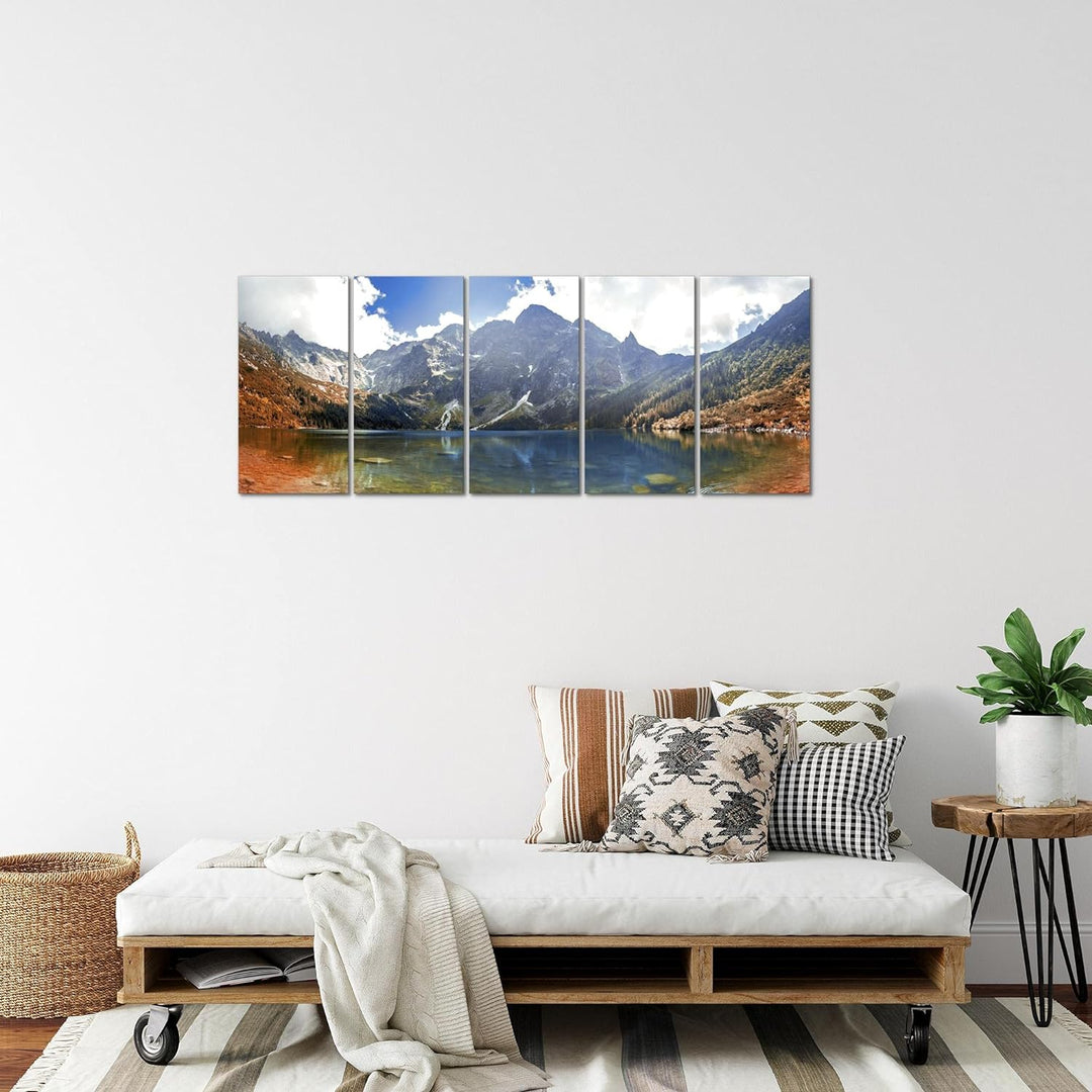 Runa Art Bild Berge Landschaft Wandbilder auf Vlies Leinwand 5 Teilig Wanddekoration Schlafzimmer Wo