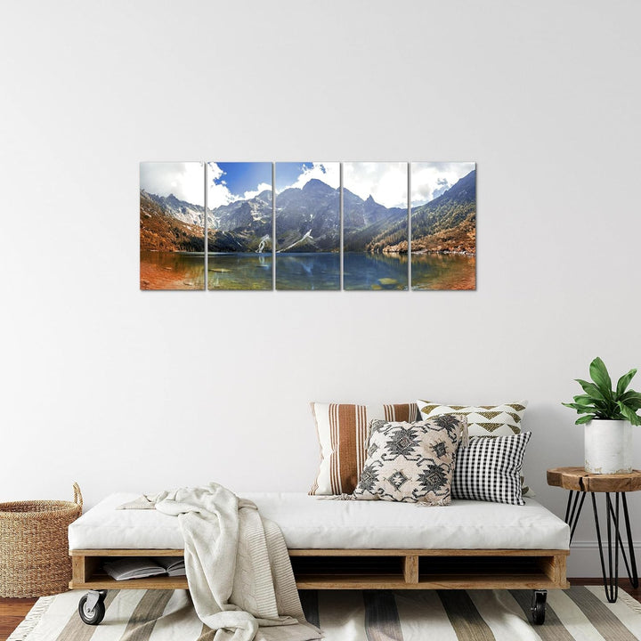 Runa Art Bild Berge Landschaft Wandbilder auf Vlies Leinwand 5 Teilig Wanddekoration Schlafzimmer Wo