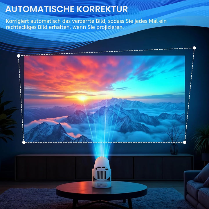 Mini Projektor 4K Beamer Tragbarer Minibeamer 2.4/5G Dual WiFi6 Android 11 1080P Full HD unterstützt