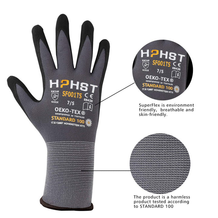 Arbeitshandschuhe - HPHST SF001TS Handschuhe 12 Paar Montagehandschuhe für Damen und Herren Gloves E