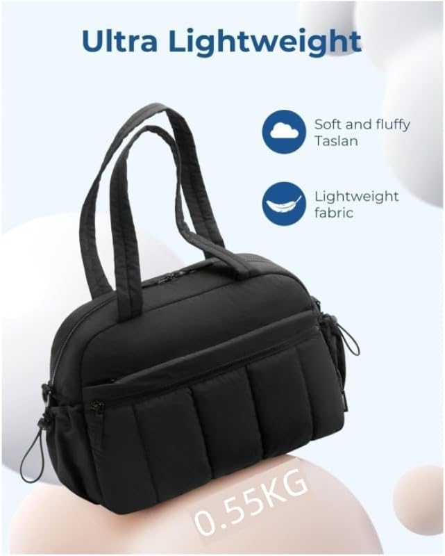 Puffer Reisetasche Damen, Sporttasche Gym Travel Bag, Handgepäck Tasche Weekender mit PVC nasse Tasc