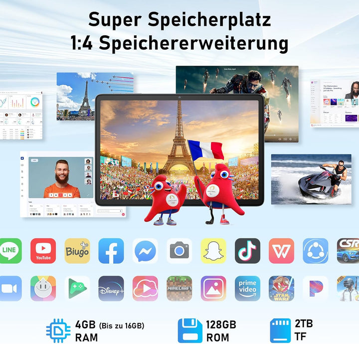 Blackview Tablet Android 15 Tab60 WiFi 10 Zoll Tablet, 12GB(4+8) RAM + 128GB ROM (2TB TF), Gaming Ta