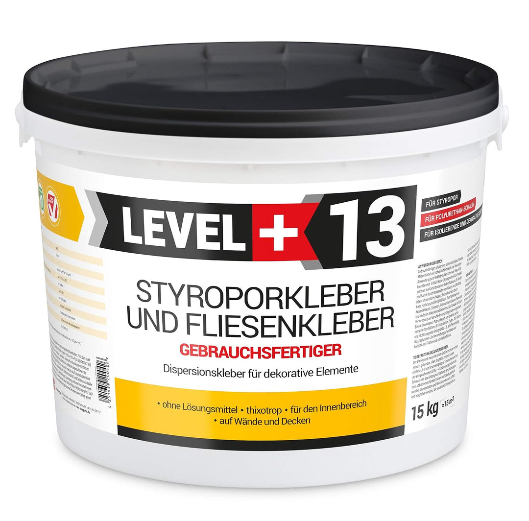 Styroporkleber 15kg + 2St. Zahnspachtel Kunstoff, Korkkleber Renoviervlies Dispersionkleber Flisenkl