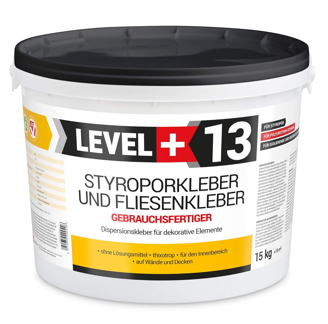 Styroporkleber 15kg + 2St. Zahnspachtel Kunstoff, Korkkleber Renoviervlies Dispersionkleber Flisenkl