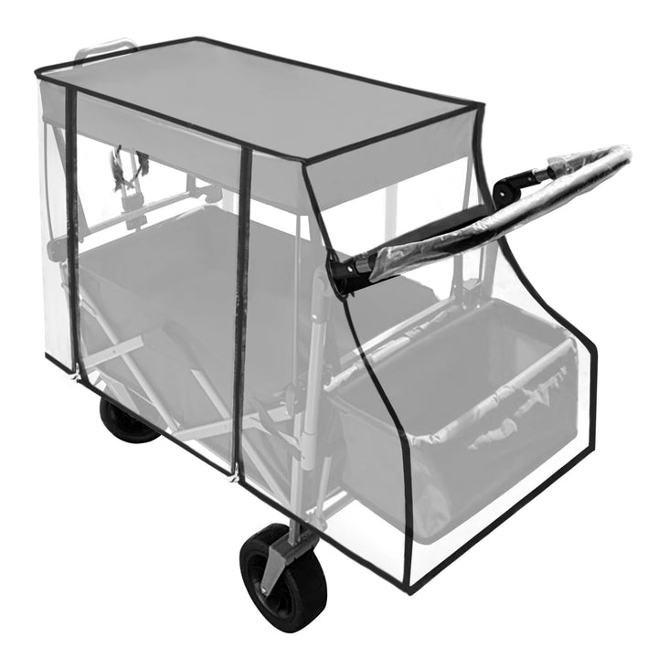 QWORK® Bollerwagen Regenschutz Transparent, 110 x 52 x 76 cm Regenverdeck aus PEVA mit Reissverschlu