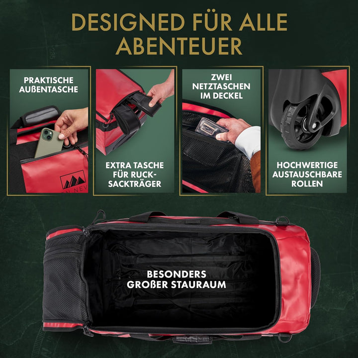 BEN NEVIS Reisetasche mit Rollen – 3in1 Tasche, Trolley + Rucksack [Mittel 60L - 3,2kg] Travel Reise
