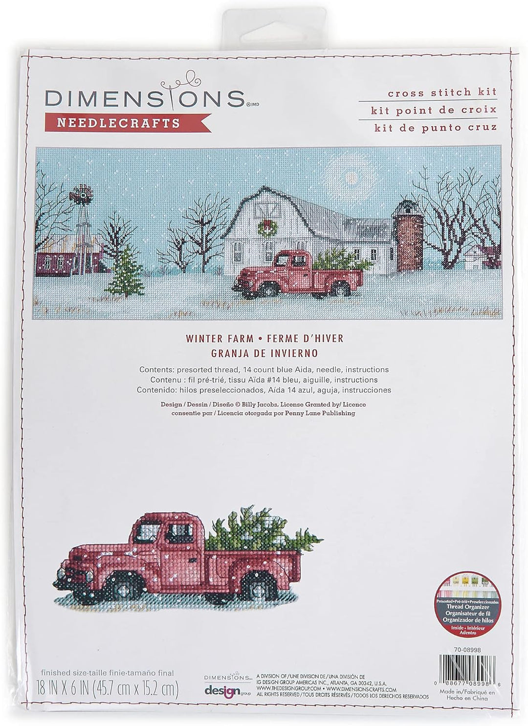 Dimensions 70-08998 Kreuzstich-Set Winter Farm Christmas, 45,7 x 15,2 cm, 14 Cnt. Blue Aida, 5 Stück