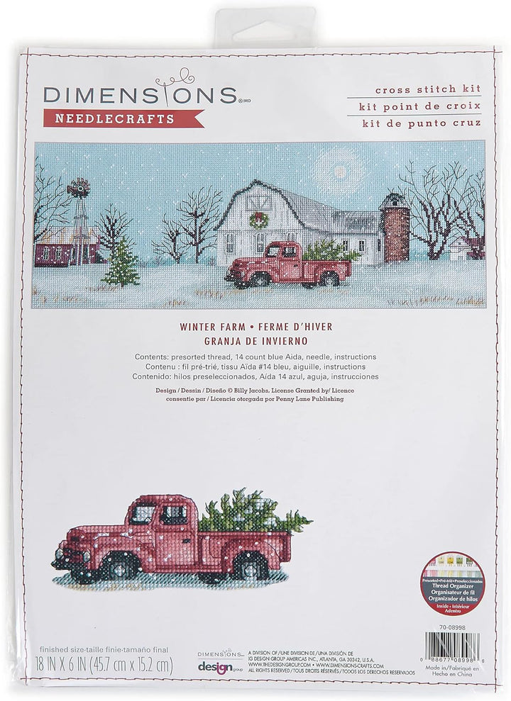Dimensions 70-08998 Kreuzstich-Set Winter Farm Christmas, 45,7 x 15,2 cm, 14 Cnt. Blue Aida, 5 Stück
