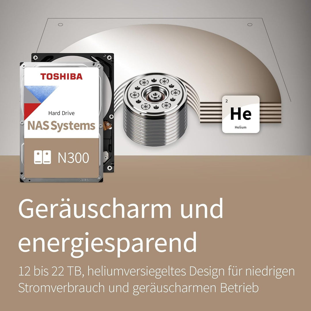 Toshiba 18TB N300 Interne Festplatte - NAS 3,5 Zoll SATA HDD Unterstützt bis zu 8 Laufwerksschächte,