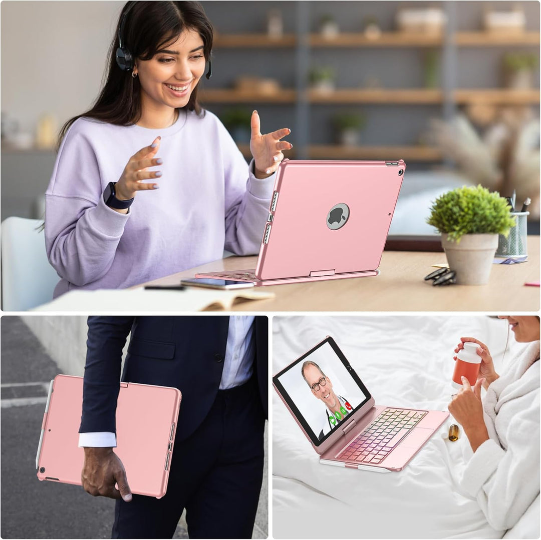 Tastatur Hülle für iPad 10.2 Zoll,für iPad 9/8/7 Generation Hülle,360° Touchpad Flip Hartschale Slim