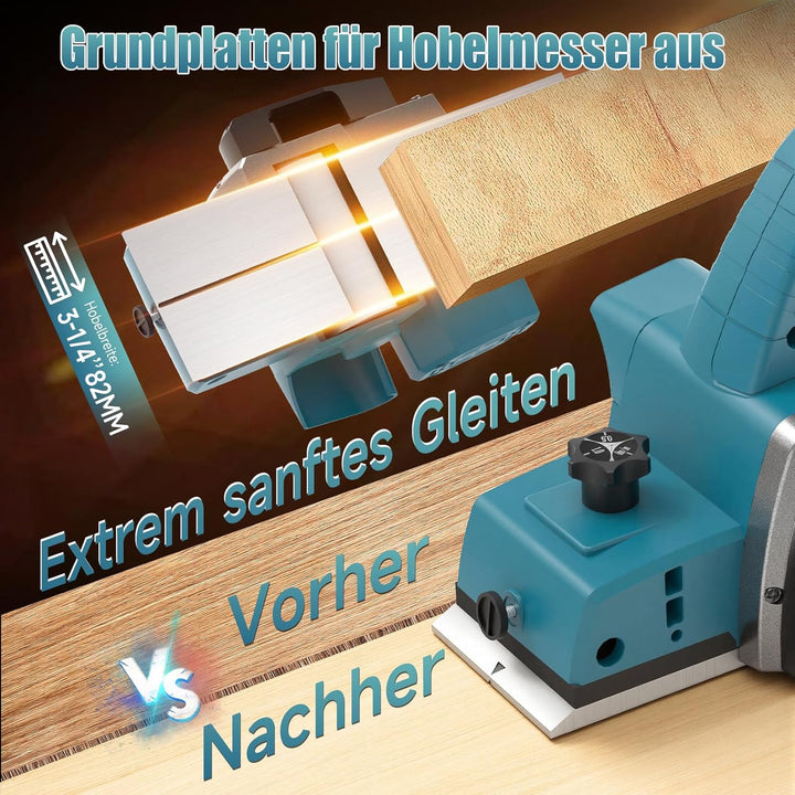 Yofuly Elektrohobel für Maa-kita 18V Batterie, 2×4.0Ah Batterie, Akku Hobel – 15000 U/min, 82mm Hobe