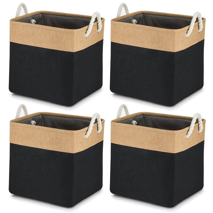 4 Stück Grosse Aufbewahrungskörbe 28x28x27 cm – Faltbare Stoff Aufbewahrungsboxen mit Griffen, stabi