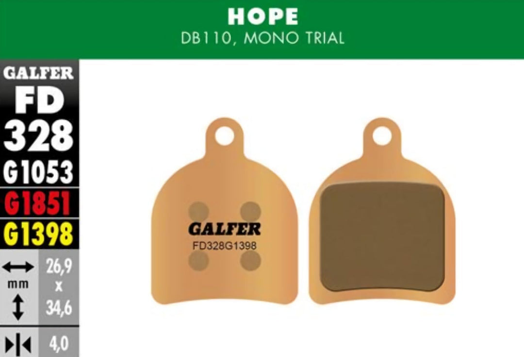 Galfer Hope Bremsbeläge Mono Trial Sinternized 2017 Einheitsgrösse, Einheitsgrösse