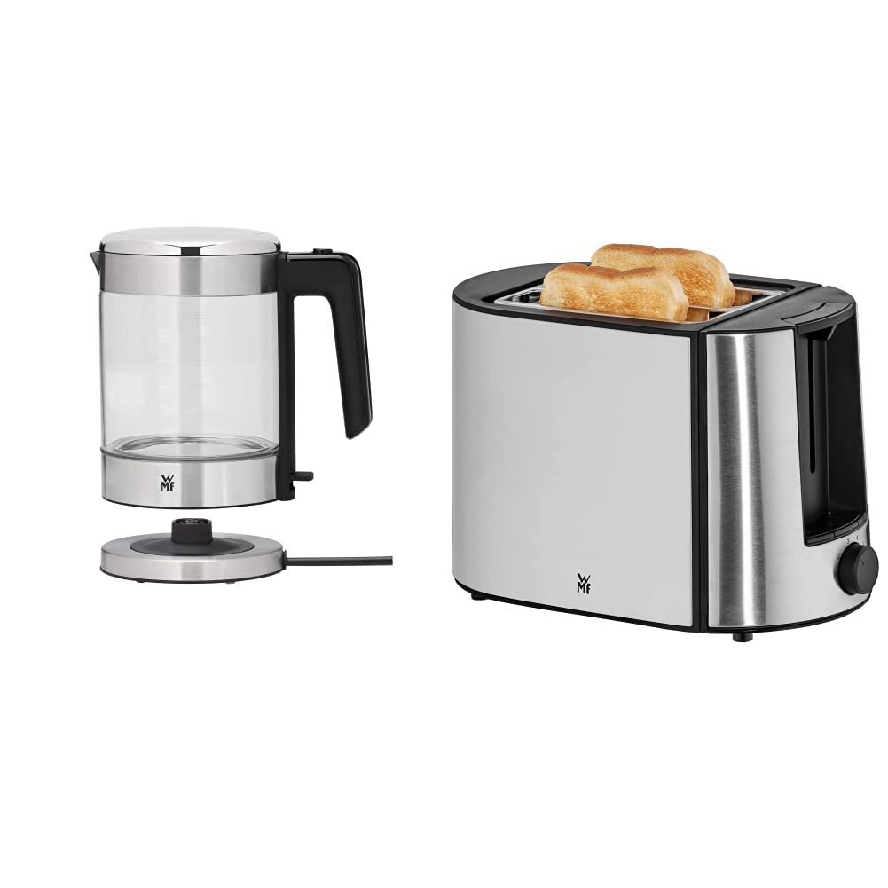WMF Küchenminis Glas-Wasserkocher 1,0l, 1900 Watt, Wasserstandanzeige & Bueno Pro Toaster Edelstahl,