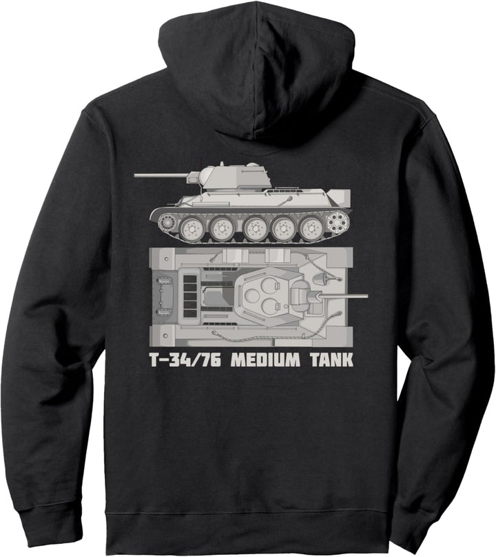 Diagramm der russischen Panzer T 34 76 aus dem 2. Weltkrieg Pullover Hoodie