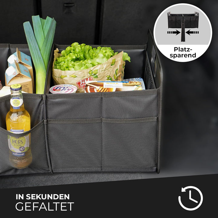 Auto Organizer in schwarz - Kofferraumtasche - (57x35x30cm) - Antirutsch durch Klett - Kofferraum Ca