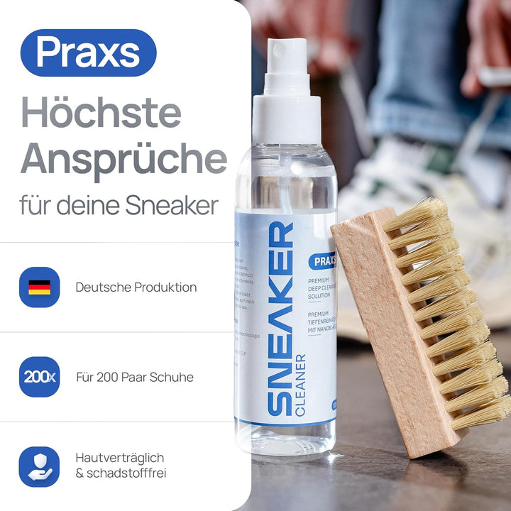 PRAXS® Sneaker Reiniger Set – Schuhreiniger & Sneaker Cleaner für Wildleder, Nubuk, Suede & Stoff –