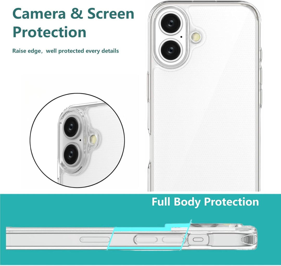 Handykette für iPhone 16 Plus Hülle mit Band, [Verstellbarem und Demontage Umhängeband], Transparent