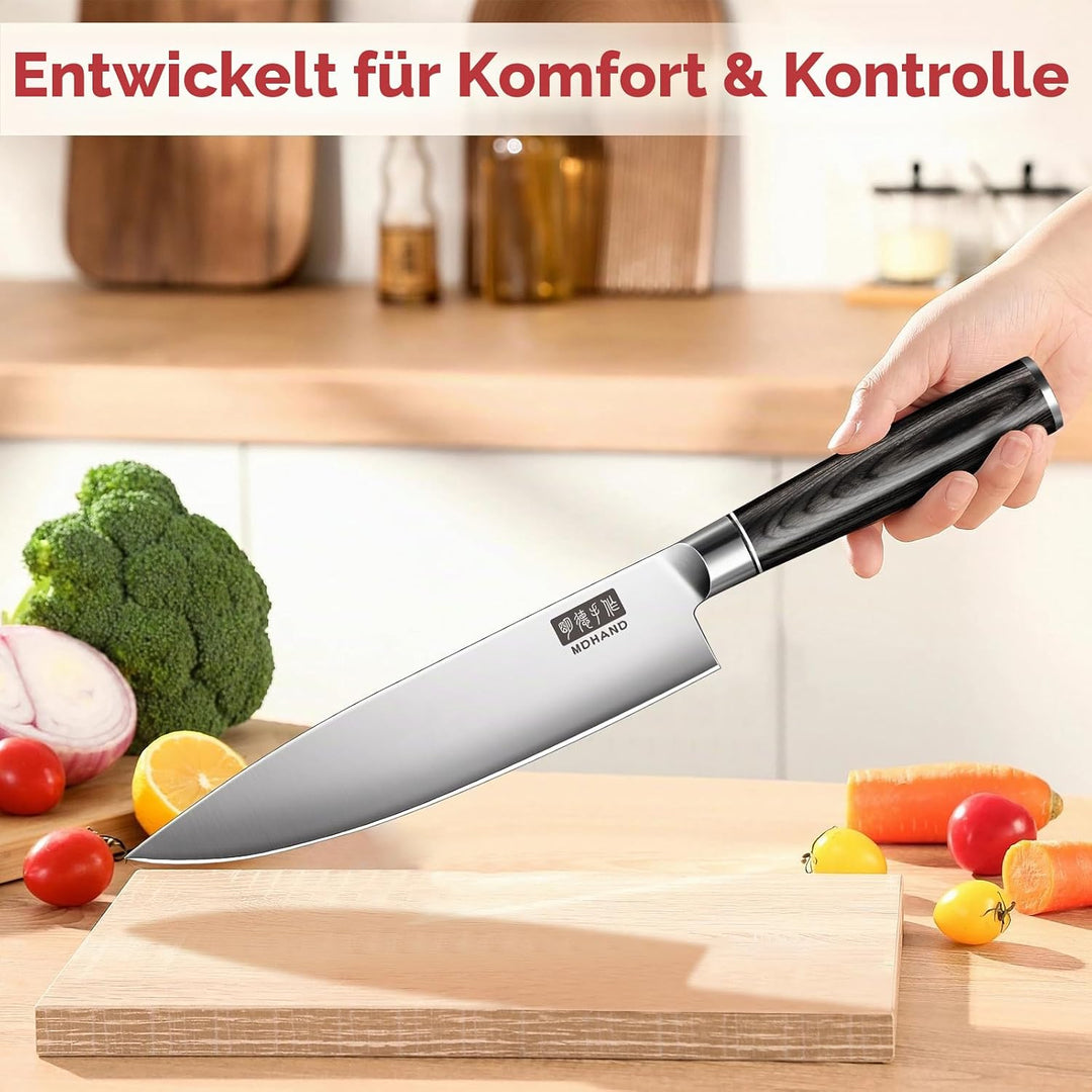 MDHAND 7-teilig Küchenmesser Set, Messerset aus hochwertigem Edelstahl, Profi Kochmesser mit Scharfe