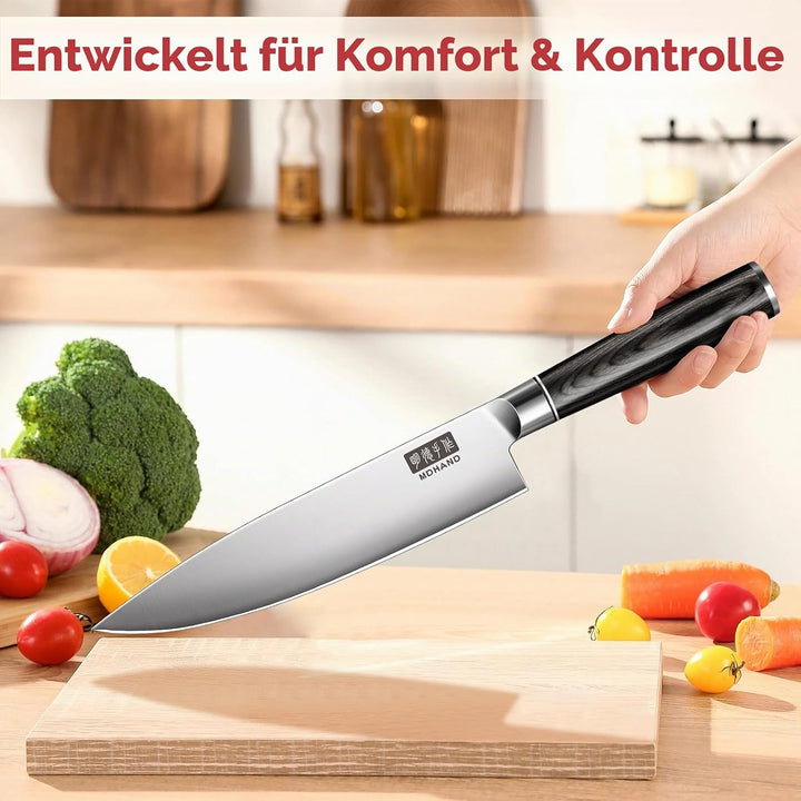 MDHAND 7-teilig Küchenmesser Set, Messerset aus hochwertigem Edelstahl, Profi Kochmesser mit Scharfe