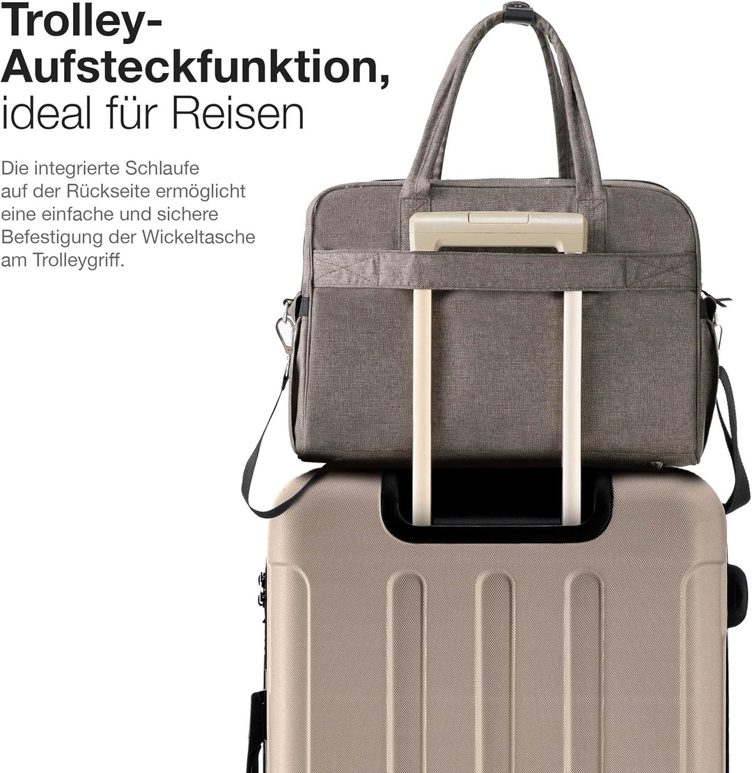 Daliya ALPINO PURE Wickeltasche 30L – 17 Fächer, Grosse Baby-Tasche mit Wickelunterlage, Thermofäche